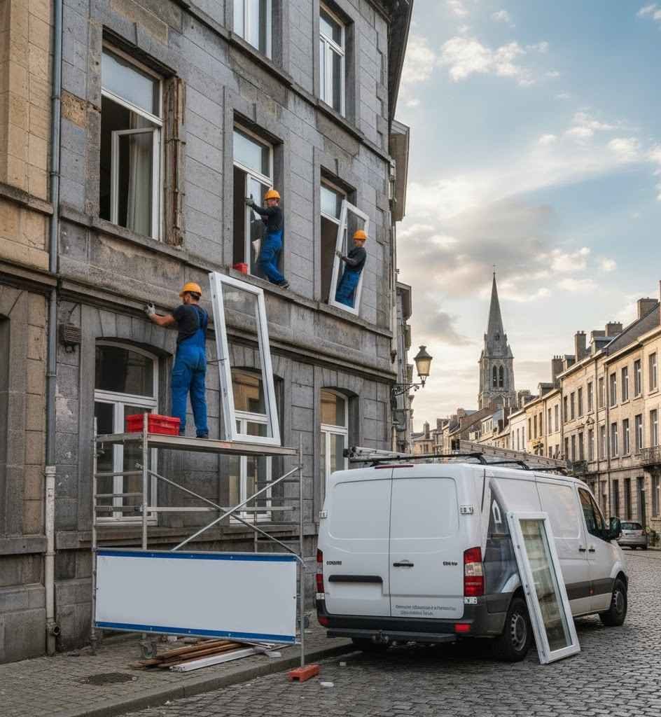 pose châssis PVC Liège